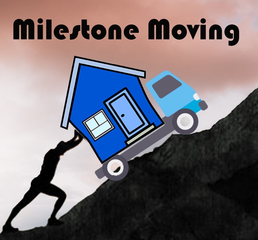 man moving a house up a hill like sisyphus.